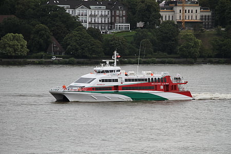 Halunder jet, catamaran, passagiersschip, Helgoland, Elbe, schip, Hamburg