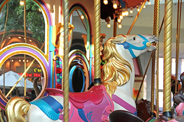 karusell, Joy, barn carnival ride, kedjan-karusellen, rida, mall, Carnival
