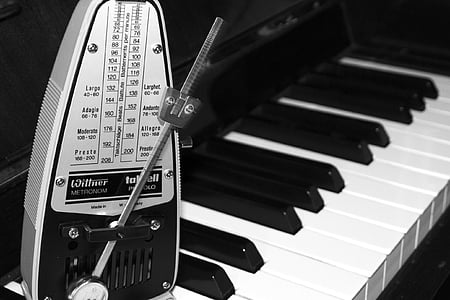 zwart-wit, klassieke muziek, muziek, piano, tijd, time-lapse, muziekinstrument