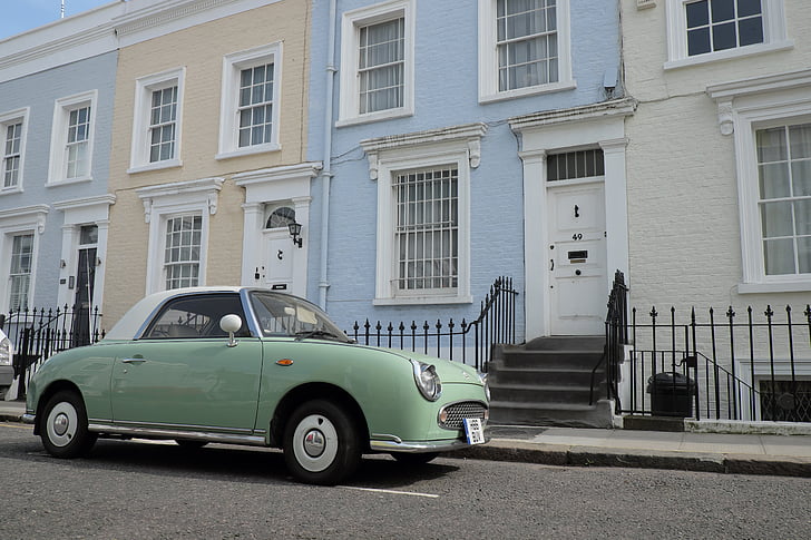 elegants, cotxe, barri de Notting hill, barri, Londres, Regne Unit, Anglaterra