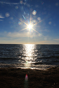 Baltische Zee, zee, zonsondergang, goud, natuur, water, zon