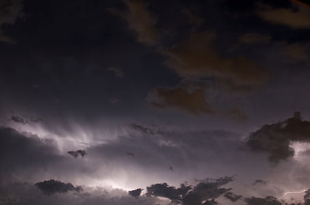 뇌우, 번개, 구름, 밤, 날씨, 폭풍, 스카이