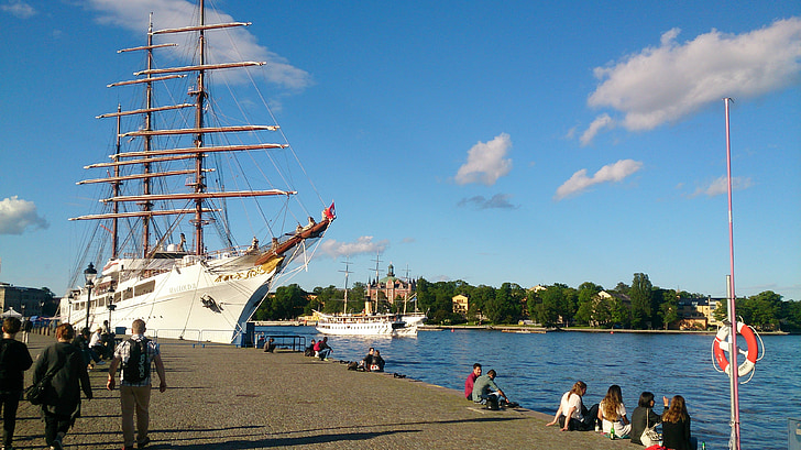 Sea cloud ii, Sztokholm, nabrzeża ściany, statek żaglowy