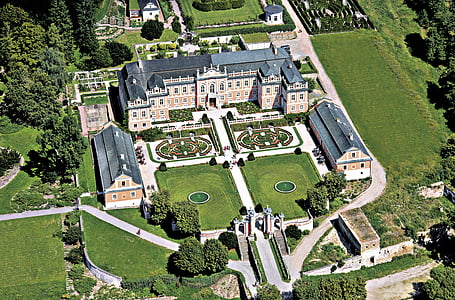 slott, nya slottet, Flygfoto, rokoko slott, vackra historiska landmärke