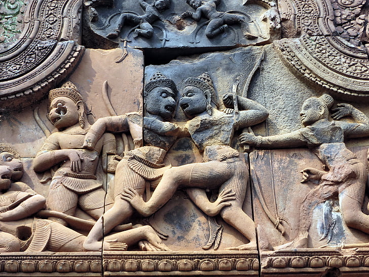 Cambodge, Angkor, Temple, krei Bantay, Ruin, bas-relief, religion