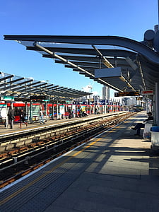 tågstation, Docklands light railway, transport, järnväg, Station, kanariefågel, Wharf