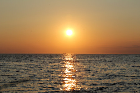 zachód słońca, morze, horyzont, krajobraz, Chorwacja, Istria, Słońce