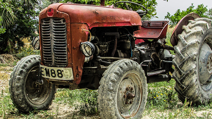 traktor, régi, antik, mezőgazdaság, gazdálkodás, vidéken, Farm