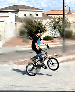 bicyklov, Bike, wheelies, trik, senzácia, tieň, silueta