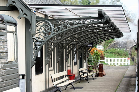 Station, järnväg, Vintage, viktorianska, gamla, tåg, transport