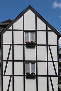 Monschau, Nemecko, polodrevený house, obytný priestor, drevo formoval, Windows, okno