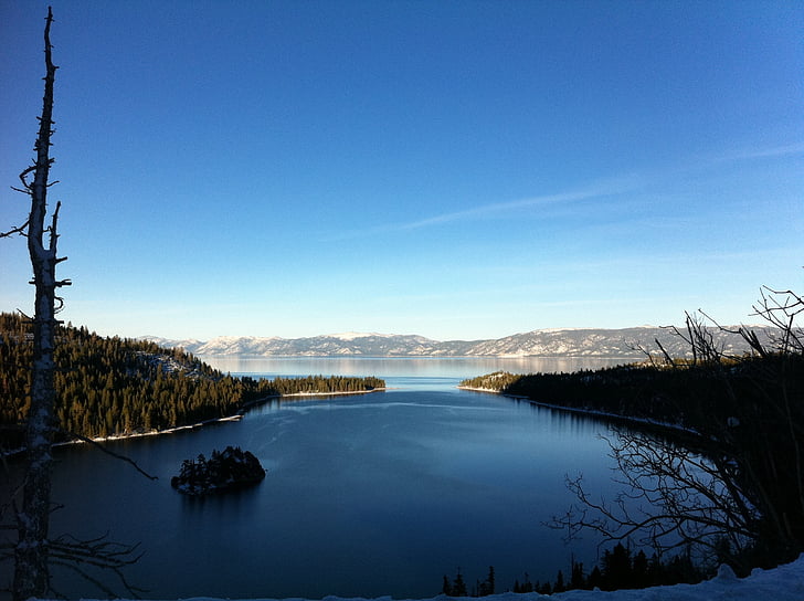 Lake tahoe, hiver, eau, calme, paysage, nature sauvage, paysage