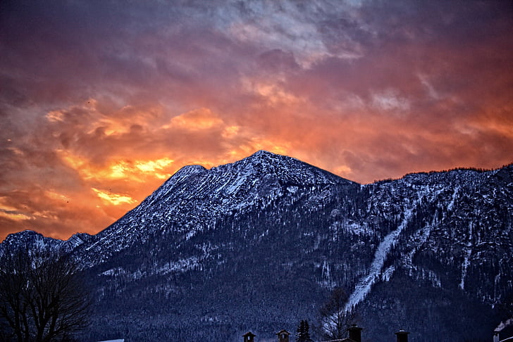 gamsknogel, mägi, Sunrise, tippkohtumine, götterdämmerung, Inzell, Mountain talvel