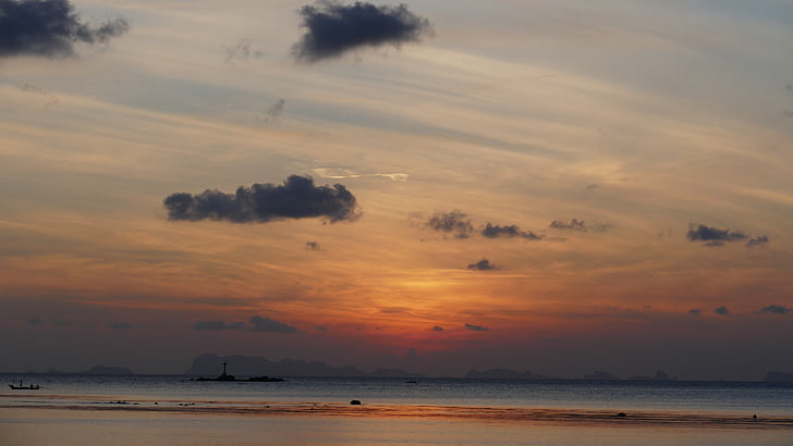 sunset, abendstimmung, water, sea, sunbeam, romance, twilight