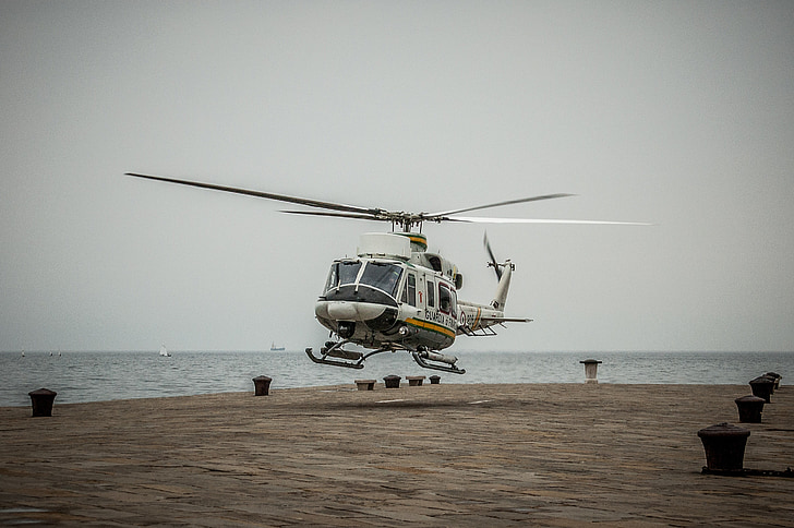 helicóptero, Italia, Trieste, control, mar, Puerto