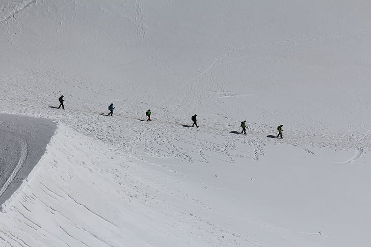 Mont blanc, muntanyisme, escalada, Grup de persones, Senderisme, expedició, natura
