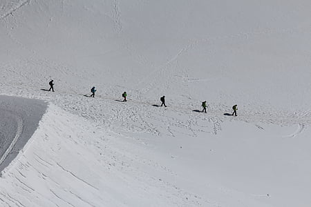 Mont blanc, planinarenje, penjanje, grupa ljudi, planinarenje, ekspedicija, priroda