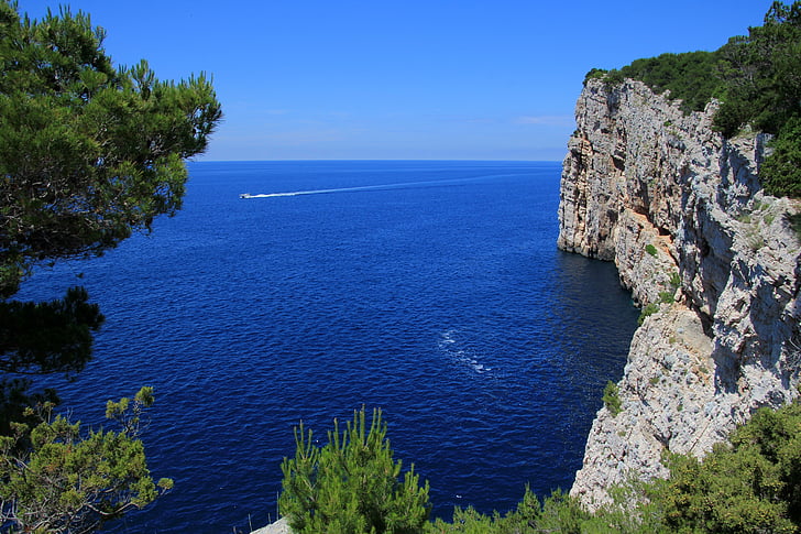 Chorvatsko, pobřeží, útes, Kornatské ostrovy, Národní park, modrá, Já?