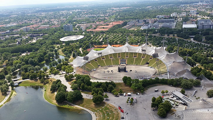 Stadion Olimpijski, Monachium, Widok z lotu ptaka, Niemcy