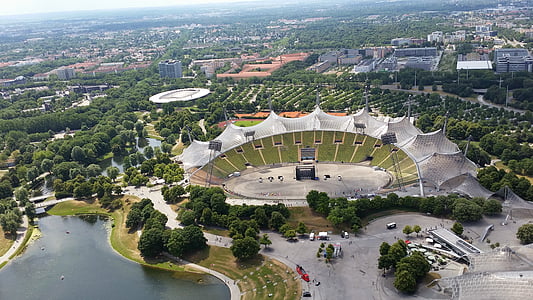 Olympiastadion, München, Flygfoto, Tyskland