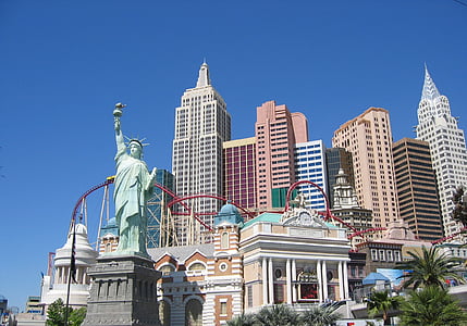 Las vegas, Las vegas silueta de Nova york, Las, nou, Vegas, York, horitzó