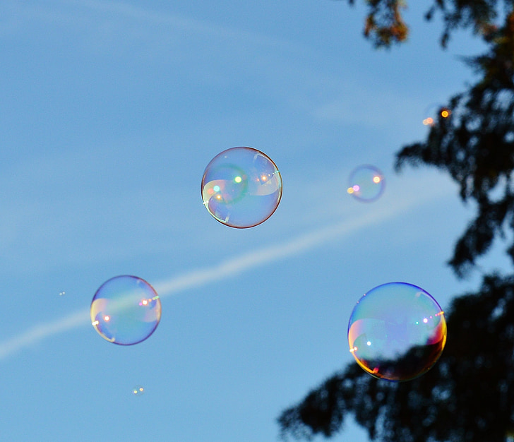 mýdlové bubliny, barevné, koule, mýdlovou vodou, udělat mýdlové bubliny, float, zrcadlení