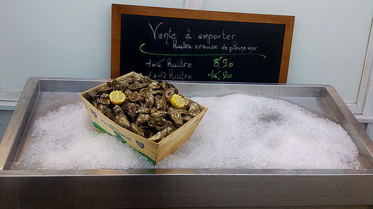 oesters, Etretat, Frankrijk, Normandië, voedsel, lokale, produceren