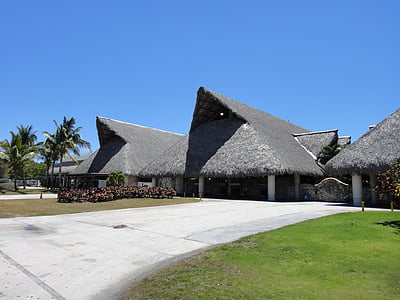 Punta cana lidostas, Dominikāna, Punta cana, arhitektūra, niedru jumts, māja, jumts