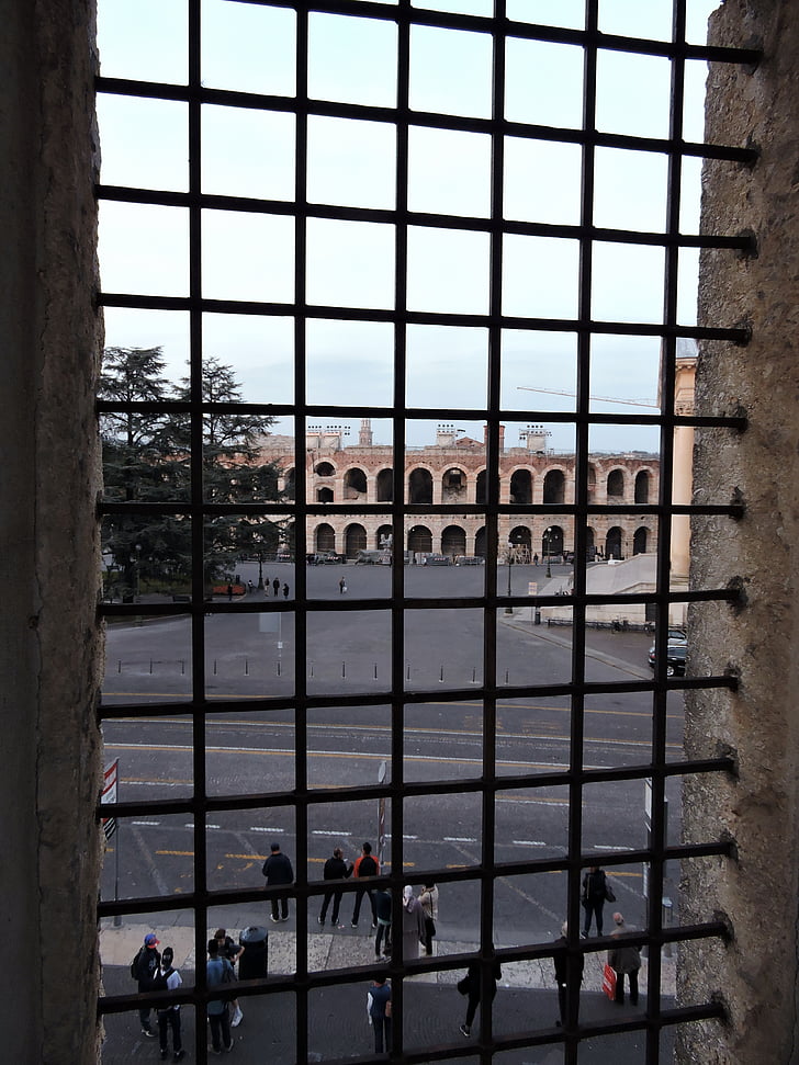 ventana, pasamano de, arena, Verona, Plaza bra