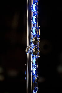 přístroj, flétna, modrá osvětlovací zařízení, Hudba