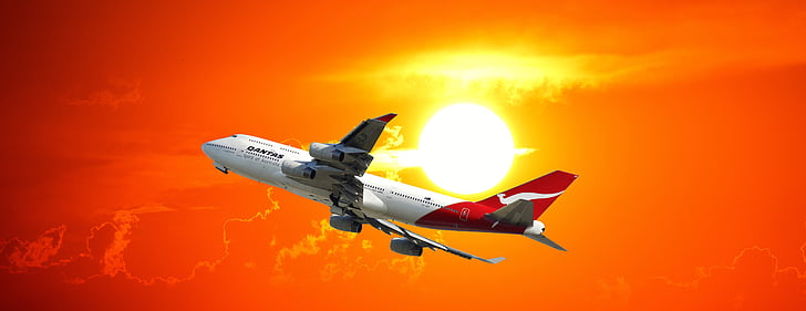 večernje nebo, jet, zrakoplova, Zrakoplovna putovanja, putovanja, linijski putnički avion, prijevoz