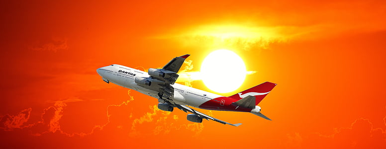 večerní obloha, Jet, letadla, letecké cestování, cestování, dopravní letoun, Doprava