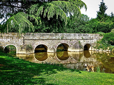 pont, Ploermel, arches, Pierre, rivière, architecture, structure