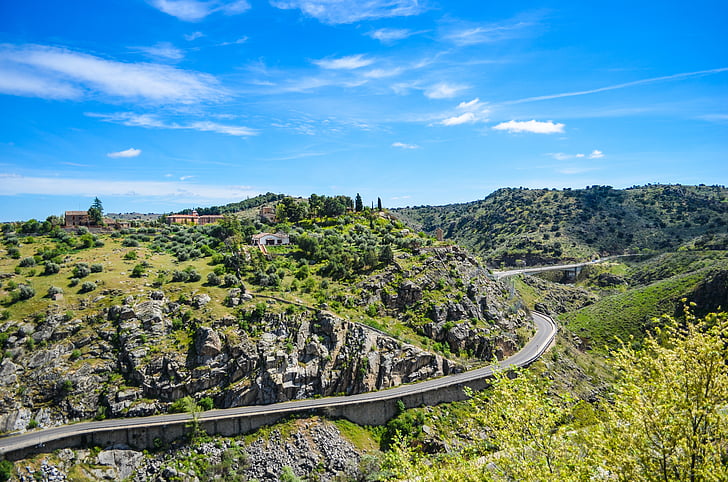 carretera, Bergstrasse, Toledo, España, camino de la montaña, colina, verano