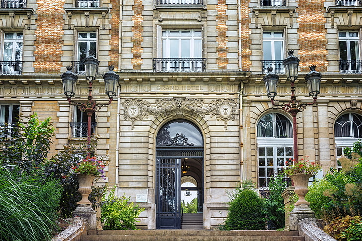 Hotel, Frankrike, Vittel, Grand hotel, arkitektur, fasad, eleganta