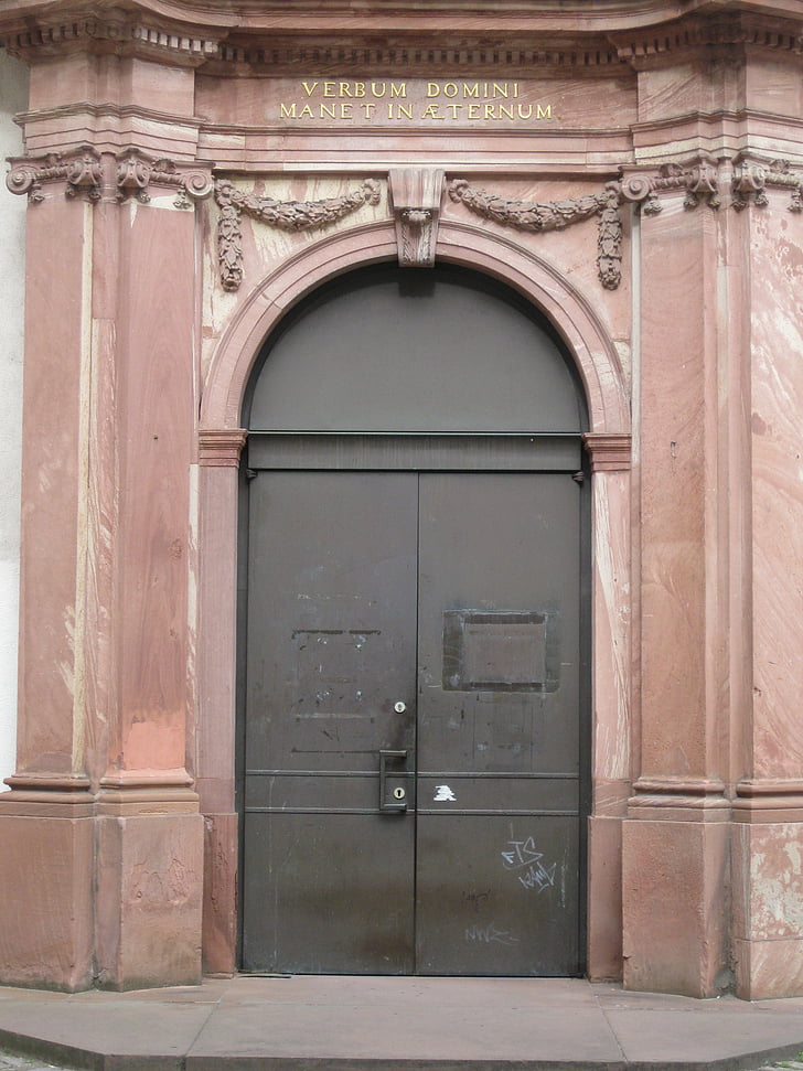 Architektúra, dvere, vstup, staré, kameň, budova