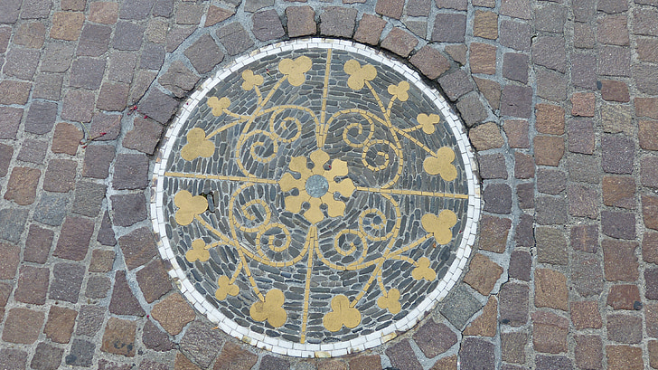 mosaiikki, Road, symbolit, kivet, Patch, koristeet, Freiburg