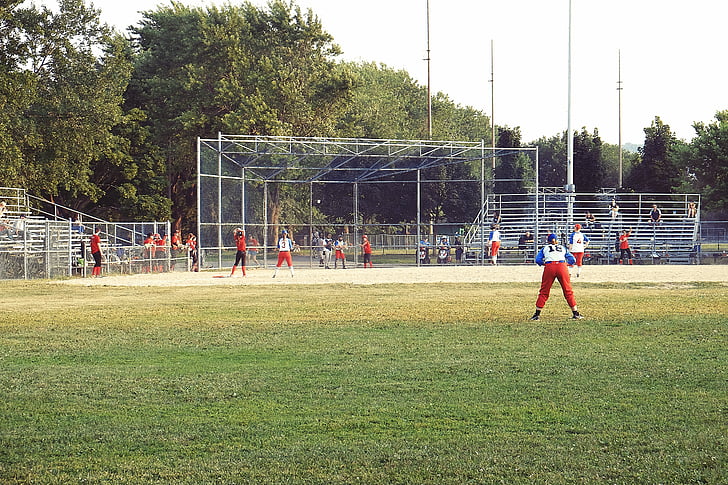 group, baseball, players, playing, green, lawn, grass