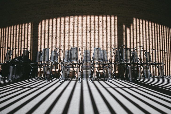καρέκλες, αποθήκευσης, μοτίβο, σκιές, φως, έπιπλα, Δωμάτιο