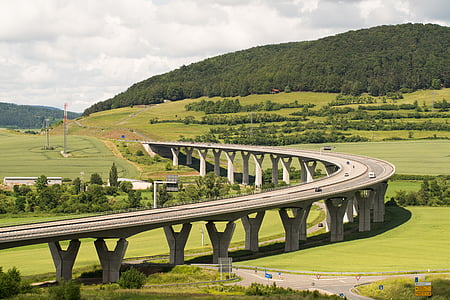 шоссе, трафик, пейзаж, инфраструктура, улицы, Германия, мост
