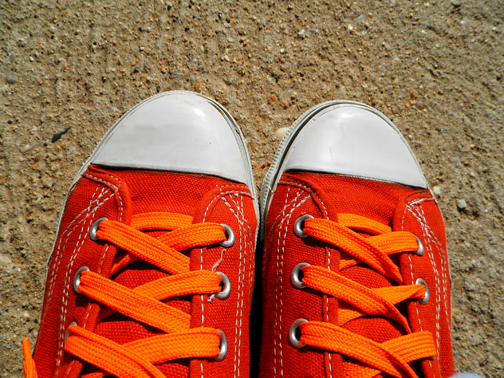 zapato, rojo, zapatos de gimnasia