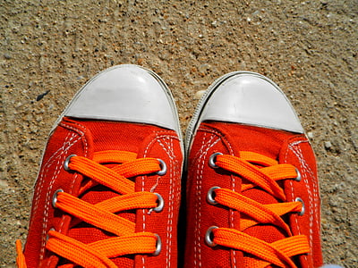 buty, czerwony, pantofle gimnastyczne