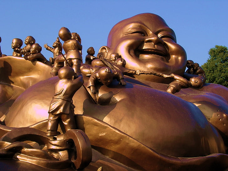 estatuas de bronce, Buda, พระ, de la sonrisa, medida, budismo, arte