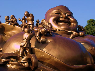 青銅色の彫像, 仏, พระ, 笑顔, メジャー, 仏教, アート