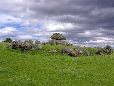 Carrowmore, gravar, en, Irland, stenar, Rock, landskap