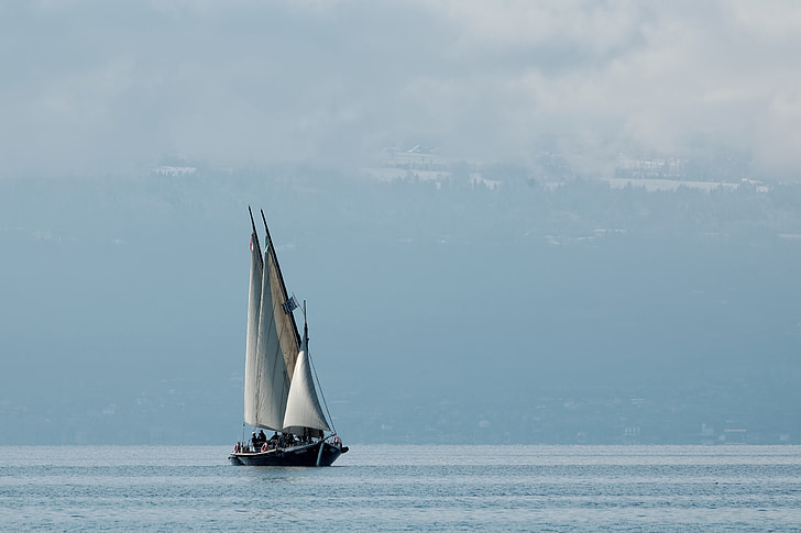 meer van Genève, Zwitserland, Vaud, boot, blauw, water, Lake