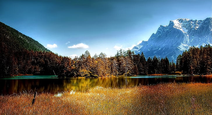 Lago weissensee, Tirol, Áustria, montanhas, Alpes Tiroleses, água, bergsee