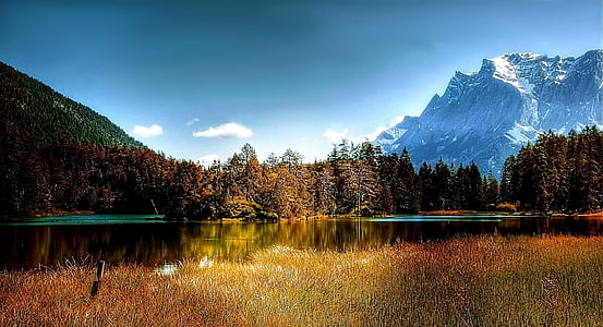 järve weissensee, Tyrol, Austria, mäed, Tirooli Alpid, vee, bergsee