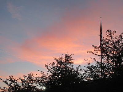 flag, Sky, Sunset, Pole