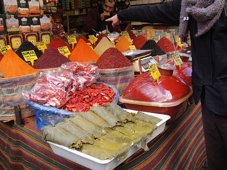 Tyrkiet, Istanbul, krydderier, mad, madlavning, mad stall, marked